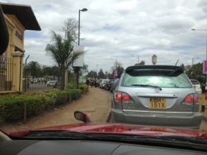 Waiting to get our car checked