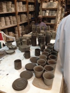 The cups before they are fired.