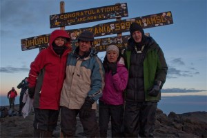 At the top of Mt Kilimanjaro, Tanzania.