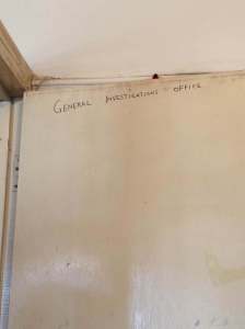 The sign for the officers room