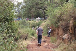 A track opposite to the falls, note the people looking from the top. They didn't want to pay the $2.50 to see it closer.