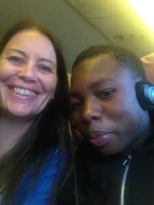 Me with Sam on his very first flight of his life.
