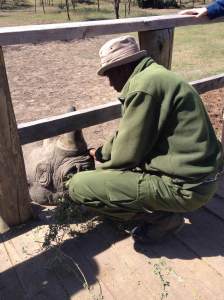 Baraka with one of his carers