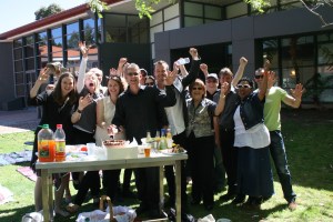 At her farewell. Liz served on this team for 10 years.