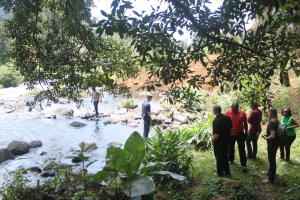 Looking at the river. The water was cold.
